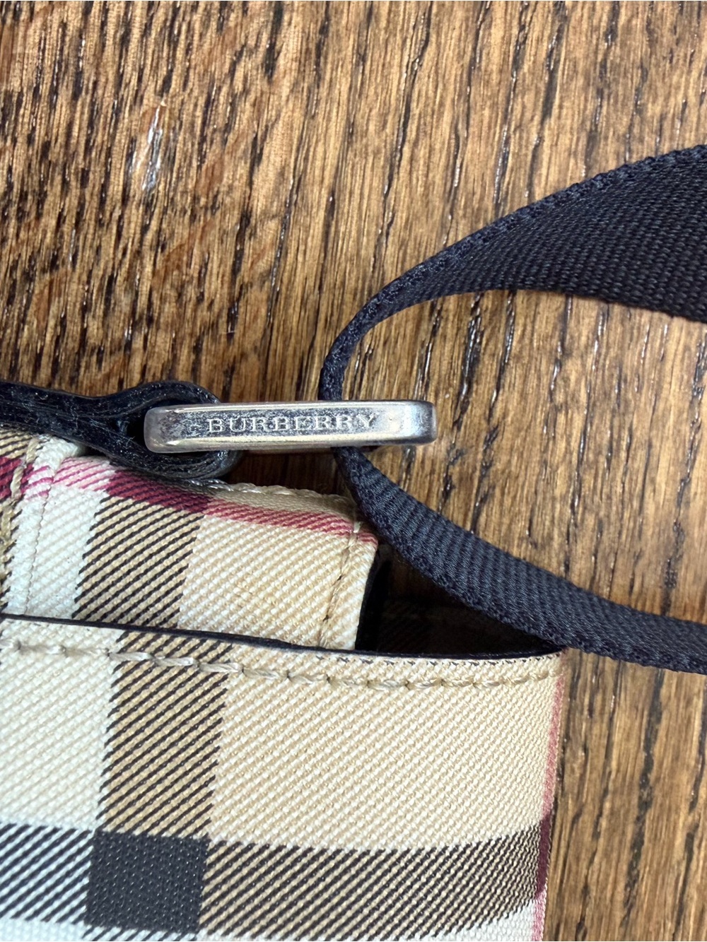 Burberry Beige Plaid Crossbody Bag with Black Strap - Picture 5 of 8